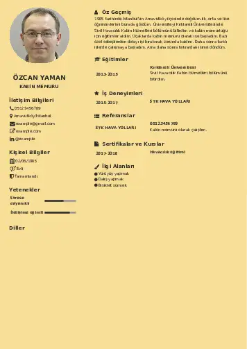 Hostes CV Örnekleri cv indir